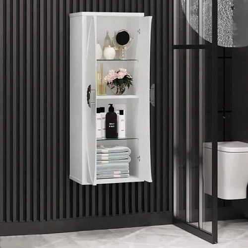 Шкаф-пенал Opadiris Ибица, подвесной, белый/хром, вар.2 00-00007284 Шкаф-пенал Opadiris Ибица, подвесной, белый/хром, вар.2 00-00007284