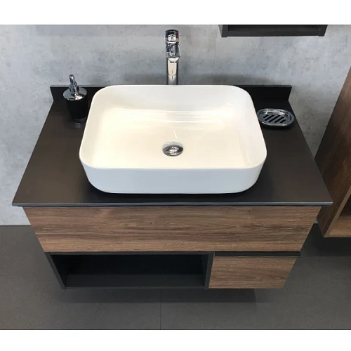 Тумба с раковиной Comforty Штутгарт 90 00-00002868 дуб темно-коричневый с черной столешницей c раковиной Comforty T-Y9378 Тумба с раковиной Comforty Штутгарт 90 00-00002868 дуб темно-коричневый с черной столешницей c раковиной Comforty T-Y9378