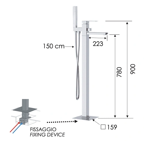 Смеситель для ванны Remer Qubika Q08 Смеситель для ванны Remer Qubika Q08