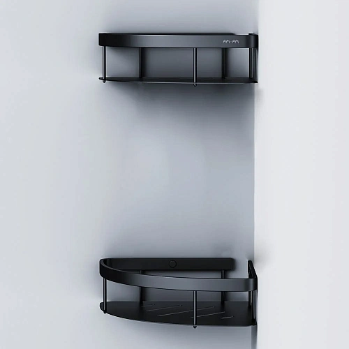 Полка AM.PM Sense L A7454222 угловая, двухъярусная, черный Полка AM.PM Sense L A7454222 угловая, двухъярусная, черный