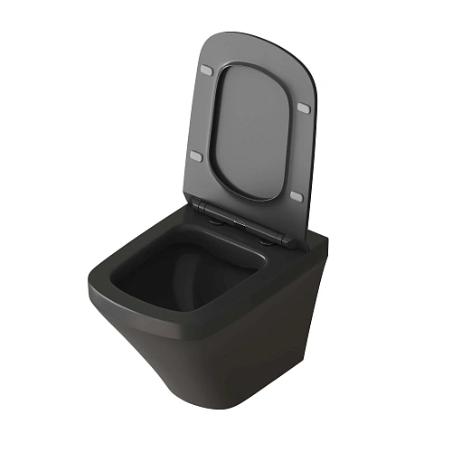 Унитаз подвесной GROSSMAN GR-4440BMS 540x370x365 черный матовый безободковый с тонкой крышкой Унитаз подвесной GROSSMAN GR-4440BMS 540x370x365 черный матовый безободковый с тонкой крышкой