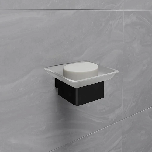 Мыльница Lemark SMOOTH LINE с держателем, чёрный матовый 9742017 Мыльница Lemark SMOOTH LINE с держателем, чёрный матовый 9742017
