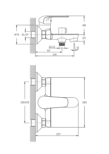 Смеситель для ванны Rush Fiji FI1835-44 хром Смеситель для ванны Rush Fiji FI1835-44 хром