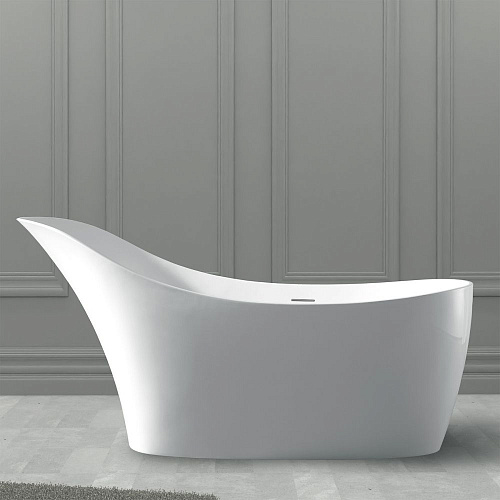 Ванна отдельностоящая ABBER AS9618 169x75 универсальная, белая матовая, искусственный камень Ванна отдельностоящая ABBER AS9618 169x75 универсальная, белая матовая, искусственный камень