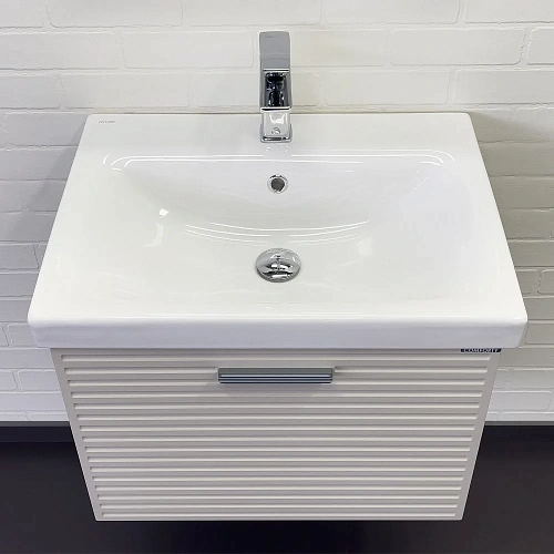 Тумба с раковиной Comforty Касабланка-60 00-00020108 серый шелк с ручкой серый металлик раковина Moduo 60 Тумба с раковиной Comforty Касабланка-60 00-00020108 серый шелк с ручкой серый металлик раковина Moduo 60