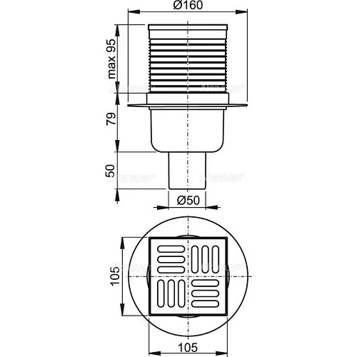 Душевой трап AlcaPlast APV APV32 105 мм Душевой трап AlcaPlast APV APV32 105 мм