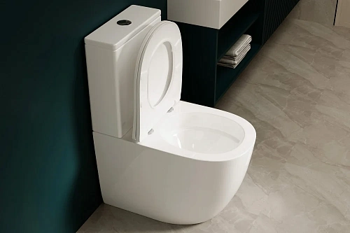 Унитаз напольный ABBER Bequem AC1110T компакт белый, безободковый, смыв торнадо Унитаз напольный ABBER Bequem AC1110T компакт белый, безободковый, смыв торнадо