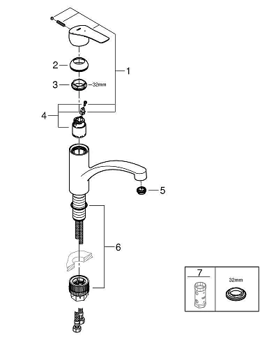 Смеситель для кухни GROHE Eurosmart 2021, низкий излив, хром (30260003) Смеситель для кухни GROHE Eurosmart 2021, низкий излив, хром (30260003)