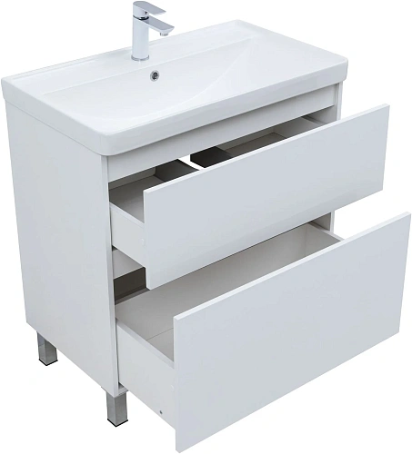 Тумба под раковину Aquanet Вега 80 00344123 напольная, белый глянец Тумба под раковину Aquanet Вега 80 00344123 напольная, белый глянец