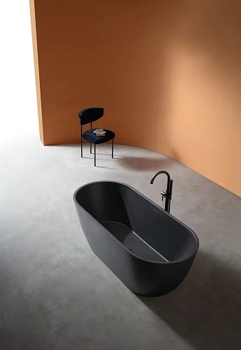 Ванна отдельностоящая ABBER AM9941B 170x75 универсальная, черная матовая, искусственный камень Ванна отдельностоящая ABBER AM9941B 170x75 универсальная, черная матовая, искусственный камень