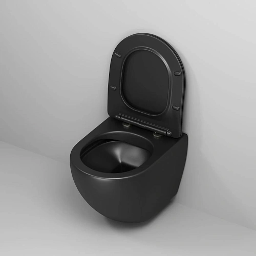 Унитаз подвесной GROSSMAN GR-4455BMS Color 490x370x360 черный матовый безободковый с тонкой крышкой Унитаз подвесной GROSSMAN GR-4455BMS Color 490x370x360 черный матовый безободковый с тонкой крышкой