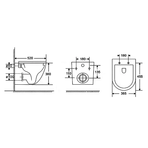 Унитаз подвесной AQUAme AQM2002L с сиденьем SoftClose, смыв QUIET 520x365x360 Унитаз подвесной AQUAme AQM2002L с сиденьем SoftClose, смыв QUIET 520x365x360
