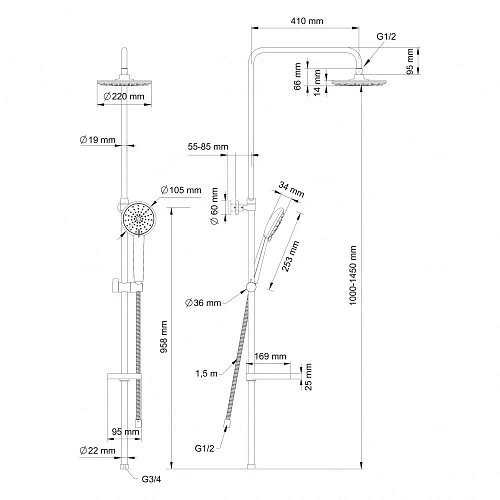 Душевая система Swedbe Calypso 5074 Душевая система Swedbe Calypso 5074