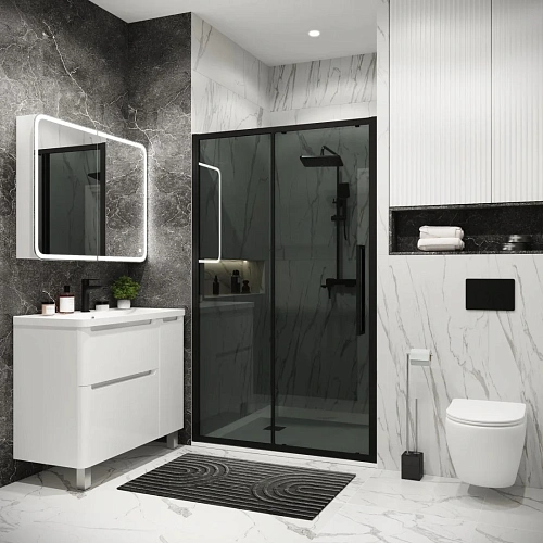 Душевая дверь GROSSMAN Cosmo 100.K33.02.110.21.10 (110x195) черный матовый, стекло тонированное Душевая дверь GROSSMAN Cosmo 100.K33.02.110.21.10 (110x195) черный матовый, стекло тонированное