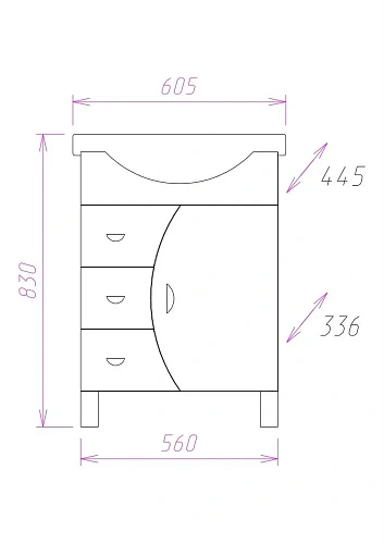 Тумба под раковину Onika ЛУНА 60.106 106005 Тумба под раковину Onika ЛУНА 60.106 106005