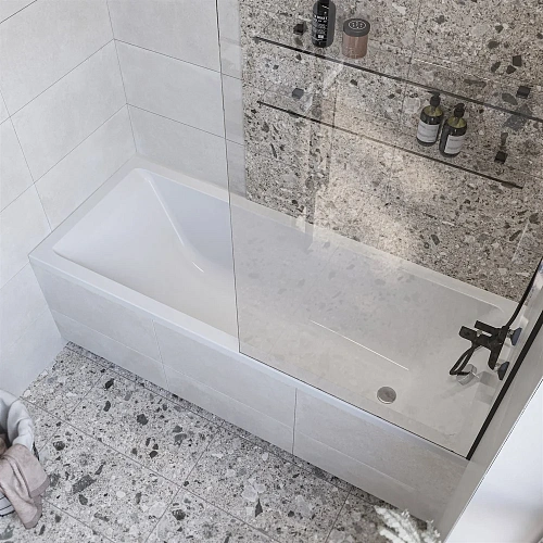 Шторка на ванну DIWO Ростов 4GW013 неподвижная, 80x150, черная матовая 556141 Шторка на ванну DIWO Ростов 4GW013 неподвижная, 80x150, черная матовая 556141