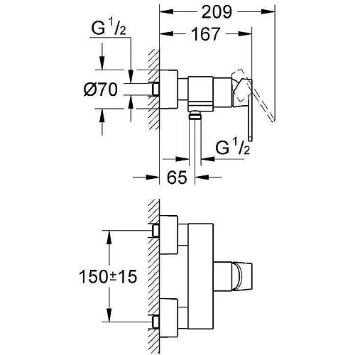 Смеситель для душа Grohe Quadra 32637000 Смеситель для душа Grohe Quadra 32637000