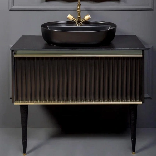 Тумба под раковину Boheme Canale 100 черная + Золото 843-100-BG Тумба под раковину Boheme Canale 100 черная + Золото 843-100-BG