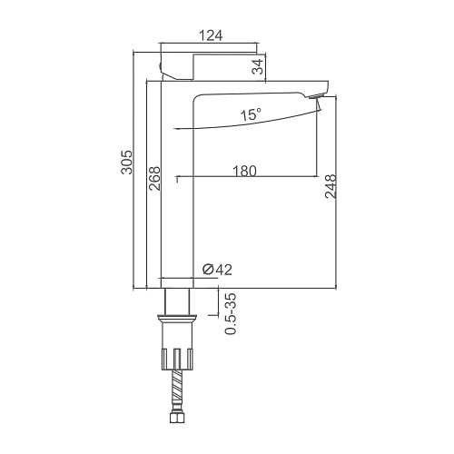 Смеситель для раковины Splenka S221.15.09, графит Смеситель для раковины Splenka S221.15.09, графит