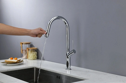 Смеситель для кухни AQUAme Cucina AQM9905CR с выдвижным изливом, с подключением к фильтру с питьевой водой, хром Смеситель для кухни AQUAme Cucina AQM9905CR с выдвижным изливом, с подключением к фильтру с питьевой водой, хром