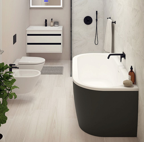 Акриловая ванна CEZARES SLIM WALL-180-80-60-NERO-SET 1800x790 черный матовый Акриловая ванна CEZARES SLIM WALL-180-80-60-NERO-SET 1800x790 черный матовый