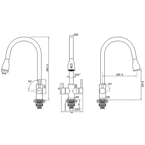 Смеситель для кухни Paulmark LANGE брашированная сталь La214212-BS Смеситель для кухни Paulmark LANGE брашированная сталь La214212-BS
