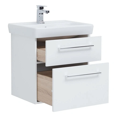 Тумба под раковину DREJA Q MAX, 55 см, подвесная, 2 ящика, белый глянец 77.0001W Тумба под раковину DREJA Q MAX, 55 см, подвесная, 2 ящика, белый глянец 77.0001W