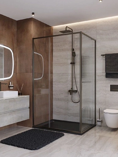 Душевой уголок CEZARES LUX-AH-FS-11-110/100-C-GM 110x100 см, профиль оружейная сталь, стекло прозрачное Душевой уголок CEZARES LUX-AH-FS-11-110/100-C-GM 110x100 см, профиль оружейная сталь, стекло прозрачное