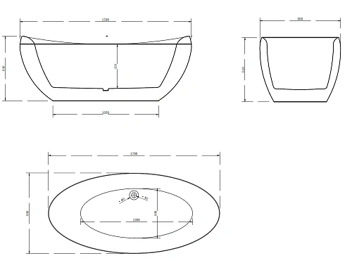 Ванна отдельностоящая ABBER AB9236 170x80 универсальная, белая акриловая Ванна отдельностоящая ABBER AB9236 170x80 универсальная, белая акриловая