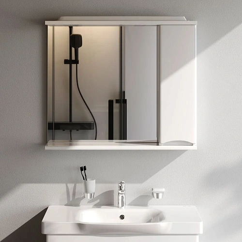 Зеркальный шкаф AM.PM Like M80MPR0801WG 80 см, с подсветкой, правый, белый Зеркальный шкаф AM.PM Like M80MPR0801WG 80 см, с подсветкой, правый, белый