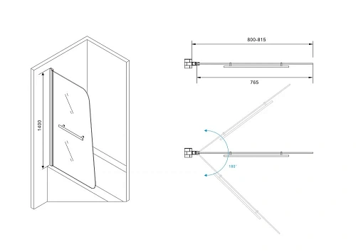 Шторка на ванну ABBER Ewiges Wasser AG50080B 80 см универсальная, профиль черный, стекло прозрачное Шторка на ванну ABBER Ewiges Wasser AG50080B 80 см универсальная, профиль черный, стекло прозрачное