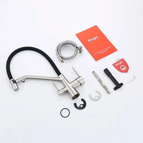 Смеситель для кухни Raglo R80.62.05 с гибким изливом с подключением к фильтру, сатин Смеситель для кухни Raglo R80.62.05 с гибким изливом с подключением к фильтру, сатин