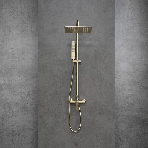 Душевая система Lemark Ursus LM7260BG с регулируемой высотой штанги, брашированное золото Душевая система Lemark Ursus LM7260BG с регулируемой высотой штанги, брашированное золото