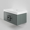 Тумба с раковиной La Fenice Cubo Grigio 80 NFNC-01-CUB-G-80-3-80 серо-зеленая матовая, ручка черная