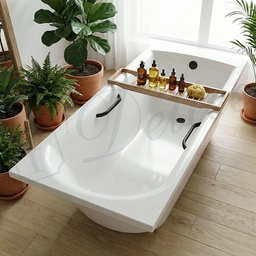 Ванна из искусственного камня Delice Astra 160х70 DLR330054RB-G глянцевая с черными ручками Ванна из искусственного камня Delice Astra 160х70 DLR330054RB-G глянцевая с черными ручками