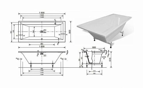 Ванна из искусственного камня Эстет Stella silk 1800х800 ФР-00014624 Ванна из искусственного камня Эстет Stella silk 1800х800 ФР-00014624
