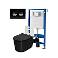 Комплект инсталляции Point Элемент П PN45121 с клавишей смыва Венера, черный/хром, PN44071BC и унитазом Веста чёрн мат, PN41701BM Комплект инсталляции Point Элемент П PN45121 с клавишей смыва Венера, черный/хром, PN44071BC и унитазом Веста чёрн мат, PN41701BM