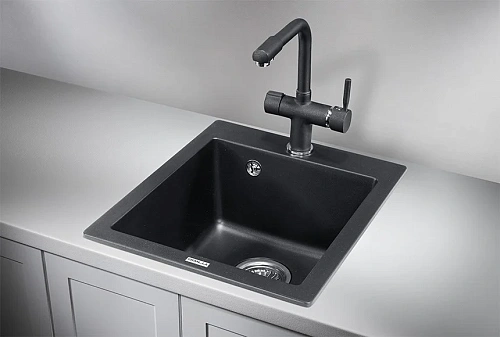 Кухонная мойка Granula 4201, ШВАРЦ (чёрный металлик), кварц 415х490 Кухонная мойка Granula 4201, ШВАРЦ (чёрный металлик), кварц 415х490