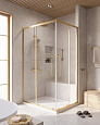 Детальная картинка товара «душевой уголок cezares relax-304-ah-2-120/90-c-boro 120x90см стекло прозрачное, профиль брашированное золото»
