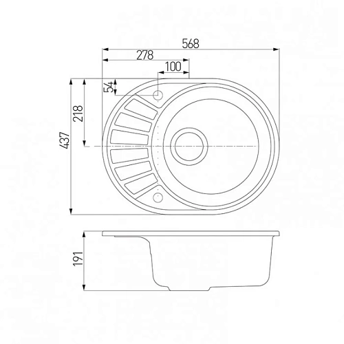 Кухонная мойка Aquaton Чезана 1A711232CS080 из литого мрамора, белая Кухонная мойка Aquaton Чезана 1A711232CS080 из литого мрамора, белая