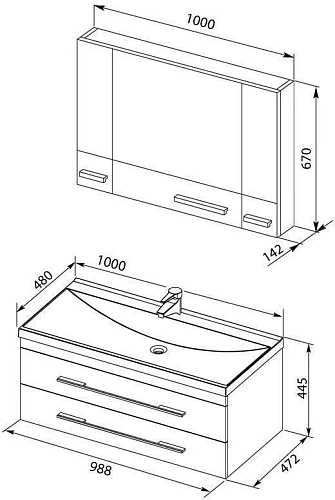 Комплект мебели Aquanet Нота NEW 100 светлый дуб (камерино) 00230305 Комплект мебели Aquanet Нота NEW 100 светлый дуб (камерино) 00230305