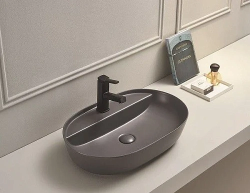 Раковина CeramaLux 78325XMDH накладная, серый матовый Раковина CeramaLux 78325XMDH накладная, серый матовый