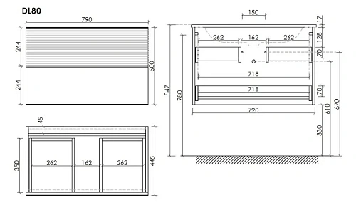 Тумба под раковину Sancos Delta DL80W 790х445х500 дуб светлый/белый, подвесная Тумба под раковину Sancos Delta DL80W 790х445х500 дуб светлый/белый, подвесная