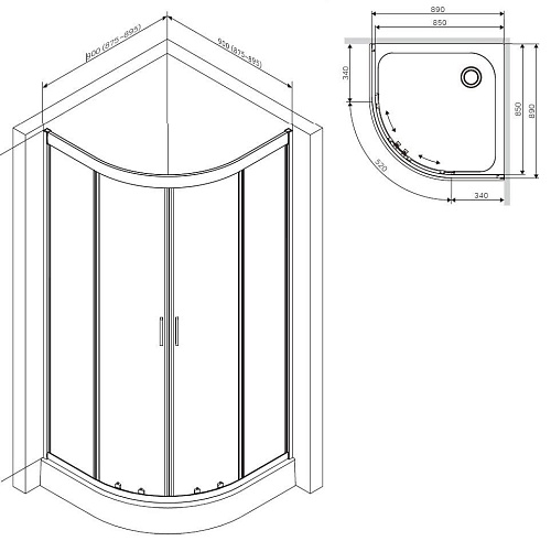 Душевой уголок AM.PM Gem W90G-401-090WT 90х90, стекло прозрачное, профиль матовое серебро, без поддо Душевой уголок AM.PM Gem W90G-401-090WT 90х90, стекло прозрачное, профиль матовое серебро, без поддо
