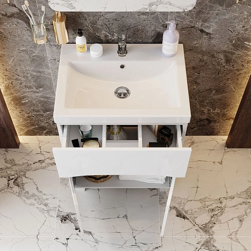 Тумба под раковину Onika Стрим 60 см 106154 напольная, белая (для Фостер 60) Тумба под раковину Onika Стрим 60 см 106154 напольная, белая (для Фостер 60)