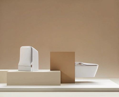 Унитаз подвесной ARROW AKB2130H с крышкой, со смарт функциями, белый/бежевый Унитаз подвесной ARROW AKB2130H с крышкой, со смарт функциями, белый/бежевый