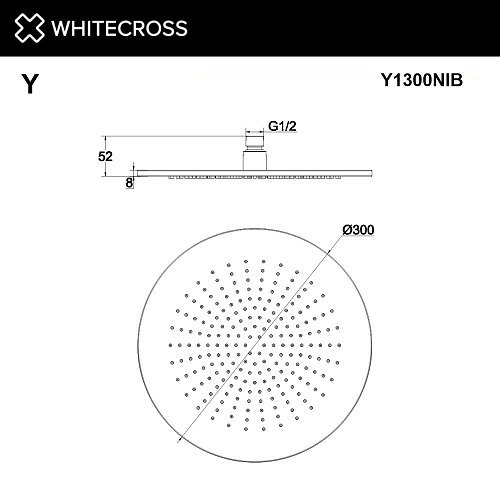 Верхний душ WHITECROSS D=30 см Y1300NIB брашированный никель Верхний душ WHITECROSS D=30 см Y1300NIB брашированный никель