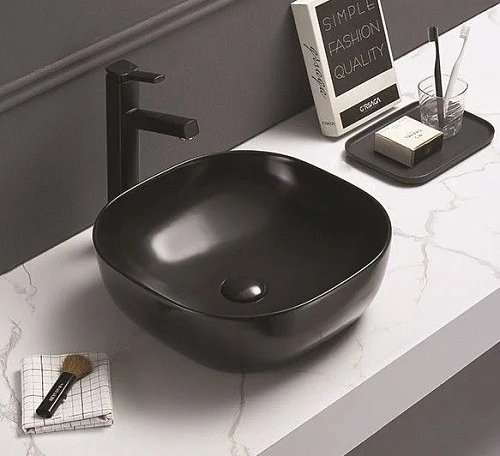 Раковина CeramaLux 78107MB накладная, черный матовый Раковина CeramaLux 78107MB накладная, черный матовый