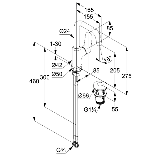 Смеситель для раковины Kludi X1 320270575 хром Смеситель для раковины Kludi X1 320270575 хром