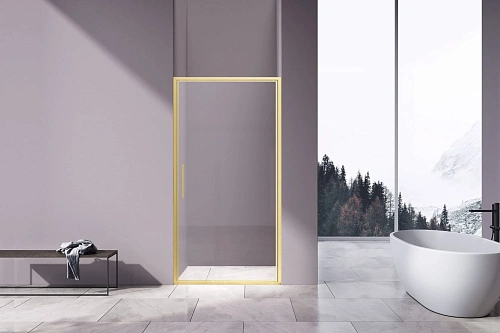 Душевая дверь Vincea Slim 8mm VDP-4SL100CLG, брашированное золото, стекло прозрачное Душевая дверь Vincea Slim 8mm VDP-4SL100CLG, брашированное золото, стекло прозрачное